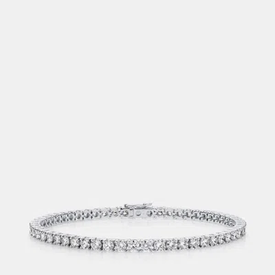 Pre-owned The Diamond Edit 5.3 Cts Round Lab Grown Diamond 14k White Gold Bracelet 17 Cm