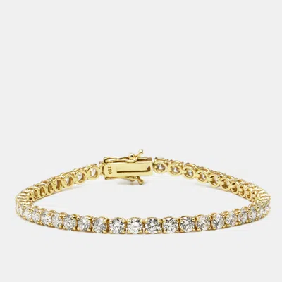 Pre-owned The Diamond Edit 5.30 Cts Round Brilliant Lab Grown Diamonds 18k Yellow Gold Tennis Bracelet