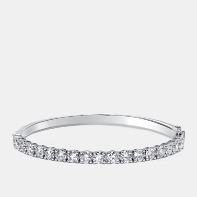 Pre-owned The Diamond Edit 5.35 Cts Round Lab Grown Diamonds 18k White Gold Bracelet