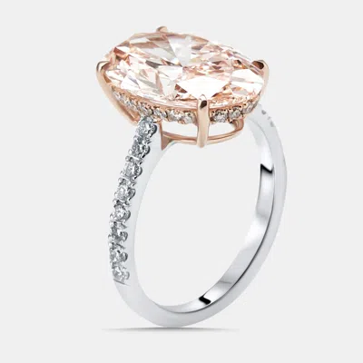 Pre-owned The Diamond Edit 5.4 Cts Oval Round Lab Grown Diamonds 18k Two Tone Gold Ring Size 51