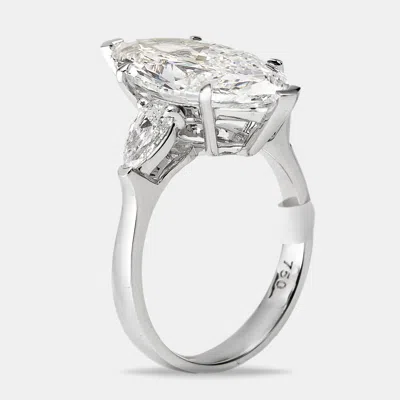 Pre-owned The Diamond Edit 5.5 Cts Marquise And Pear Lab Grown Diamonds 18k White Gold Ring Size 53