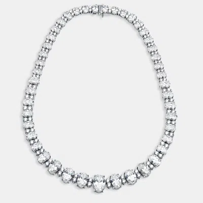 Pre-owned The Diamond Edit 55 Cts Oval Round Lab Grown Diamonds 18k White Gold Necklace