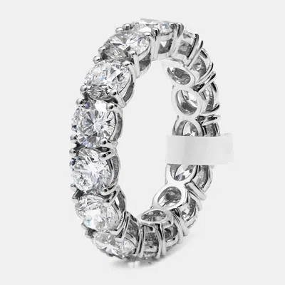 Pre-owned The Diamond Edit 5.5 Cts Round Brilliant Lab Grown Diamonds 18k White Gold Eternity Band Ring Size 49