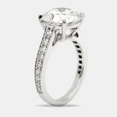 Pre-owned The Diamond Edit 5.5 Cts Round Cut Lab Grown Diamond 18k White Gold Ring Size 52