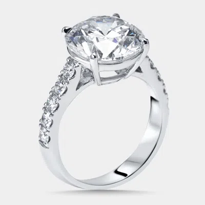 Pre-owned The Diamond Edit 5.5 Cts Round Lab Grown Diamonds 18k White Gold Ring Size 54