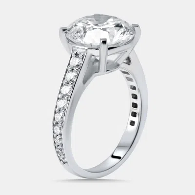 Pre-owned The Diamond Edit 5.56 Cts Round Lab Grown Diamond 18k White Gold Ring Size 52