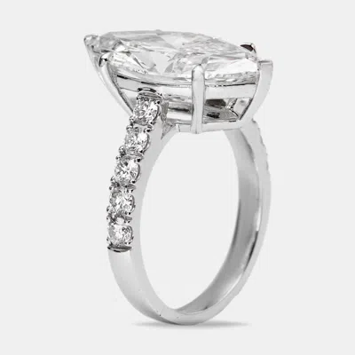 Pre-owned The Diamond Edit 5.60 Cts Marquise And Round Lab Grown Diamond 18k White Gold Ring Size 54