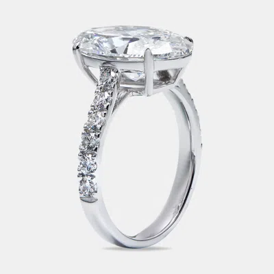 Pre-owned The Diamond Edit 5.65 Cts Oval Round 18k White Gold Lab Grown Diamond Ring Size 53