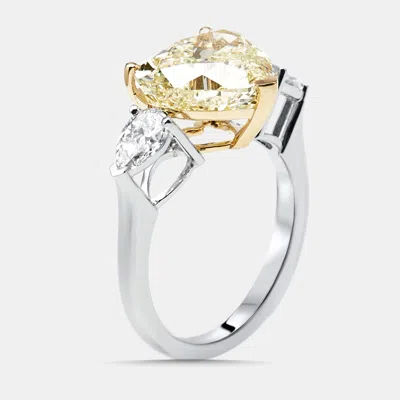 Pre-owned The Diamond Edit 5.7 Cts Heart Pear Lab Grown Diamonds 18k Two Tone Gold Ring Size 51