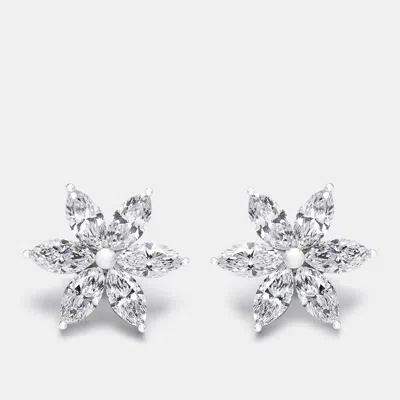 Pre-owned The Diamond Edit 5.7 Cts Marquise Lab Grown Diamonds 18k White Gold Earrings