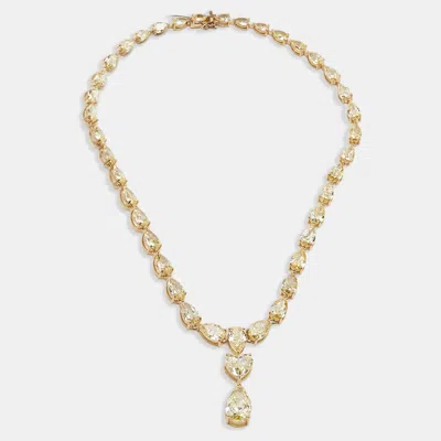 Pre-owned The Diamond Edit 57 Cts Pear Heart Lab Grown Diamonds 18k Yellow Gold Necklace