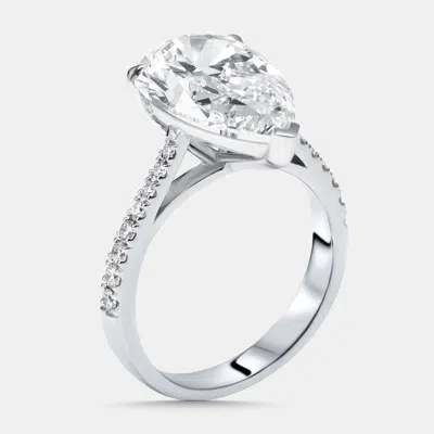 Pre-owned The Diamond Edit 5.7 Cts Pear Round Lab Grown Diamonds 18k White Gold Ring Size 54
