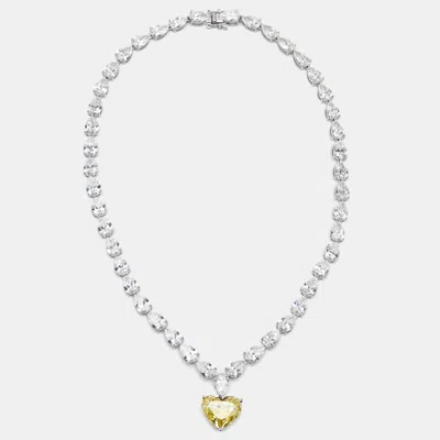 Pre-owned The Diamond Edit 57.02 Cts Pear Heart Lab Grown Diamond 18k White Gold Necklace