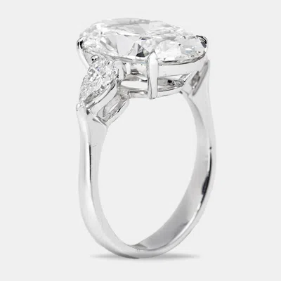 Pre-owned The Diamond Edit 5.75 Cts Oval And Pear Lab Grown Diamond 18k White Gold Ring Size 53
