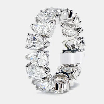 Pre-owned The Diamond Edit 5.8 Cts Pear Brilliant Lab Grown Diamonds 18k White Gold Eternity Band Ring Size 53