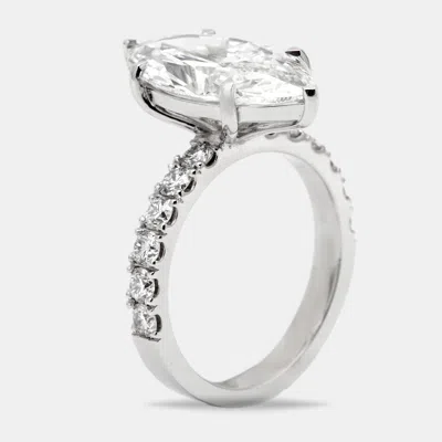 Pre-owned The Diamond Edit 5.9 Cts Marquise Cut Lab Grown Diamond 18k White Gold Ring Size 52