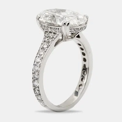 Pre-owned The Diamond Edit 5.9 Cts Oval Cut Lab Grown Diamond 18k White Gold Ring Size 52