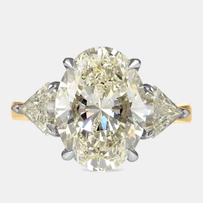 Pre-owned The Diamond Edit 5.9 Cts Oval Lab Grown Diamond 14k Multi Tone Gold Wedding Ring