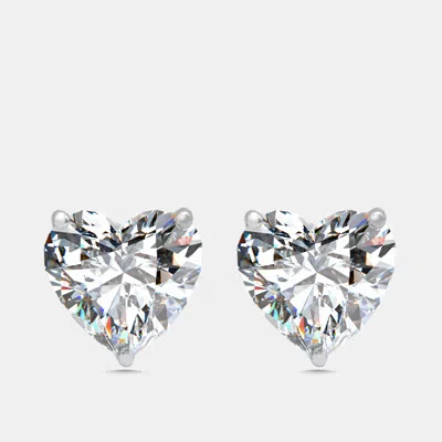 Pre-owned The Diamond Edit 6 Cts Heart Lab Grown Diamonds 18k White Gold Earrings
