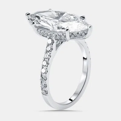Pre-owned The Diamond Edit 6 Cts Marquise Round Lab Grown Diamonds 18k White Gold Ring Size 53