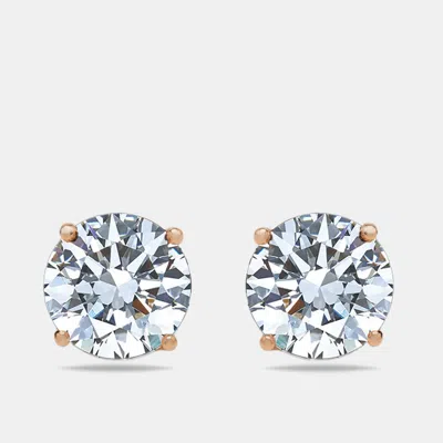 Pre-owned The Diamond Edit 6 Cts Round Lab Grown Diamonds 18k Rose Gold Earrings