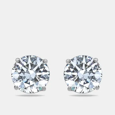 Pre-owned The Diamond Edit 6 Cts Round Lab Grown Diamonds 18k White Gold Earrings