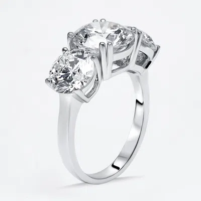 Pre-owned The Diamond Edit 6 Cts Round Lab Grown Diamonds 18k White Gold Ring Size 54
