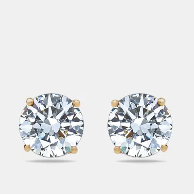 Pre-owned The Diamond Edit 6 Cts Round Lab Grown Diamonds 18k Yellow Gold Earrings