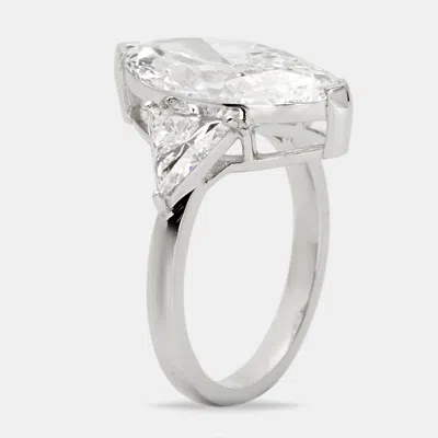Pre-owned The Diamond Edit 6.00 Cts Marquise And Trillion Lab Grown Diamond 18k White Gold Ring Size 51