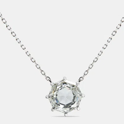 Pre-owned The Diamond Edit 6.00 Cts Octagonal Step Cut Lab Grown Diamond 18k White Gold Chain Necklace