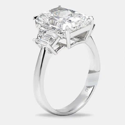 Pre-owned The Diamond Edit 6.00 Cts Radiant And Trapezoid Lab Grown Diamonds 18k White Gold Ring Size 54