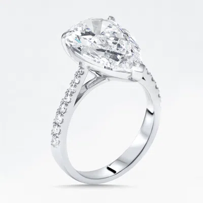Pre-owned The Diamond Edit 6.2 Cts Pear Round Lab Grown Diamonds 18k White Gold Ring Size 55