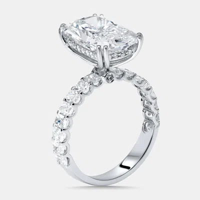 Pre-owned The Diamond Edit 6.4 Cts Radiant Round Lab Grown Diamonds 18k White Gold Ring Size 52