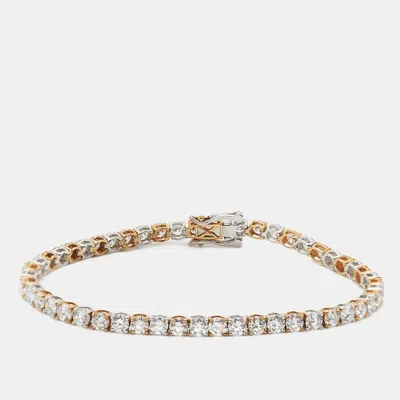 Pre-owned The Diamond Edit 6.4 Cts Round Cut Lab Grown Diamond 14k Two Tone Gold Bracelet