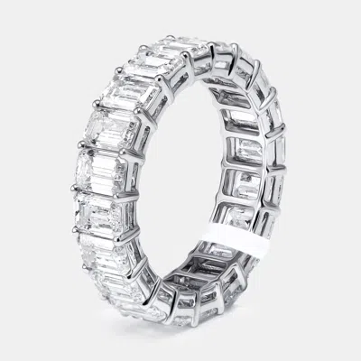 Pre-owned The Diamond Edit 6.5 Cts Emerald Cut Lab Grown Diamond 18k White Gold Eternity Ring Size 51