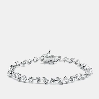 Pre-owned The Diamond Edit 6.5 Cts Multi Shape Lab Grown Diamonds 18k White Gold Bracelet