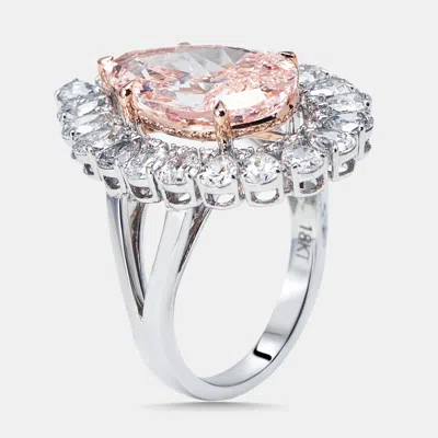 Pre-owned The Diamond Edit 6.5 Cts Pear Lab Grown Diamonds 18k Two Tone Gold Ring Size 52