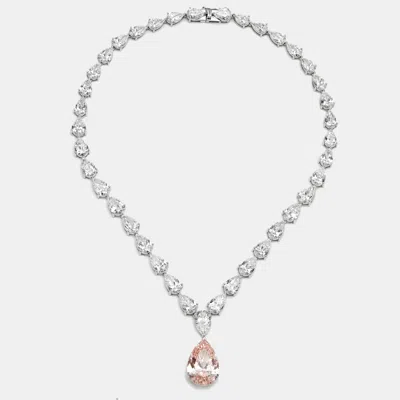 Pre-owned The Diamond Edit 66.09 Cts Pink Pear 18k White Gold Lab Grown Diamonds Necklace