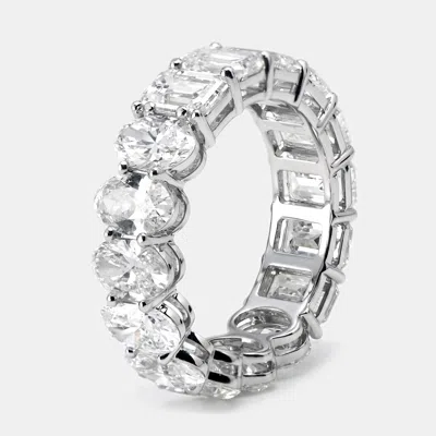 Pre-owned The Diamond Edit 7 Cts Emerald Cut Lab Grown Diamonds 18k White Gold Ring Size 53
