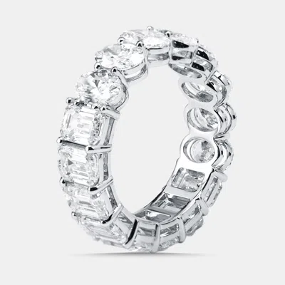 Pre-owned The Diamond Edit 7 Cts Emerald Oval Lab Grown Diamonds 18k White Gold Ring Size 52