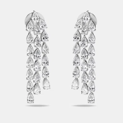 Pre-owned The Diamond Edit 7 Cts Pear Lab Grown Diamond 18k White Gold Earrings