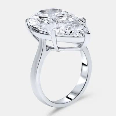 Pre-owned The Diamond Edit 7 Cts Pear Lab Grown Diamonds 18k White Gold Ring Size 51