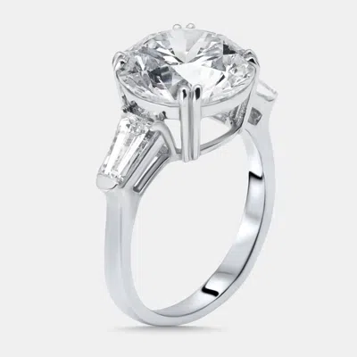 Pre-owned The Diamond Edit 7 Cts Round Trapezoid Lab Grown Diamonds 18k White Gold Ring Size 52