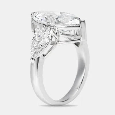 Pre-owned The Diamond Edit 7.10 Cts Marquise And Pear Lab Grown Diamond 18k White Gold Ring Size 51