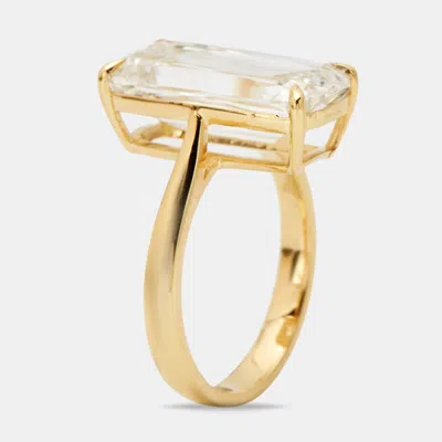 Pre-owned The Diamond Edit 7.20 Cts Elongated Cushion 18k Yellow Gold Ring Size 53