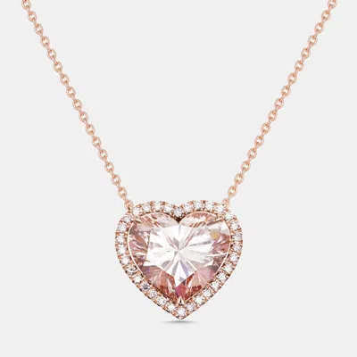 Pre-owned The Diamond Edit 7.3 Cts Heart Round Lab Grown Diamonds 18k Rose Gold Necklace