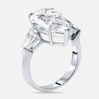 Pre-owned The Diamond Edit 7.3 Cts Pear Lab Grown Diamonds 18k White Gold Ring Size 50