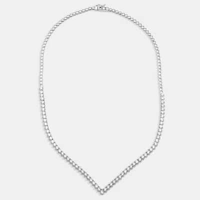 Pre-owned The Diamond Edit 7.3 Cts Round Lab Grown Diamonds 18k White Gold Necklace