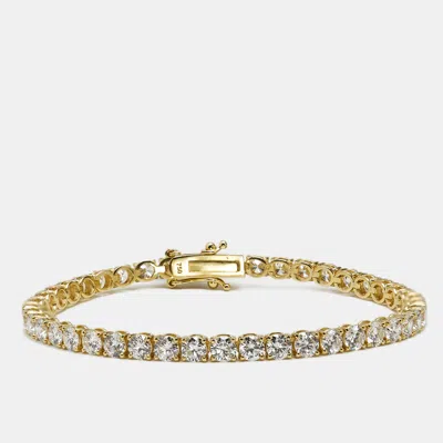 Pre-owned The Diamond Edit 7.30 Cts Round Brilliant Lab Grown Diamonds 18k Yellow Gold Tennis Bracelet