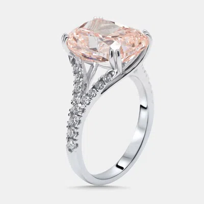 Pre-owned The Diamond Edit 7.4 Cts Pink Cushion Round Lab Grown Diamonds 18k White Gold Ring Size 54